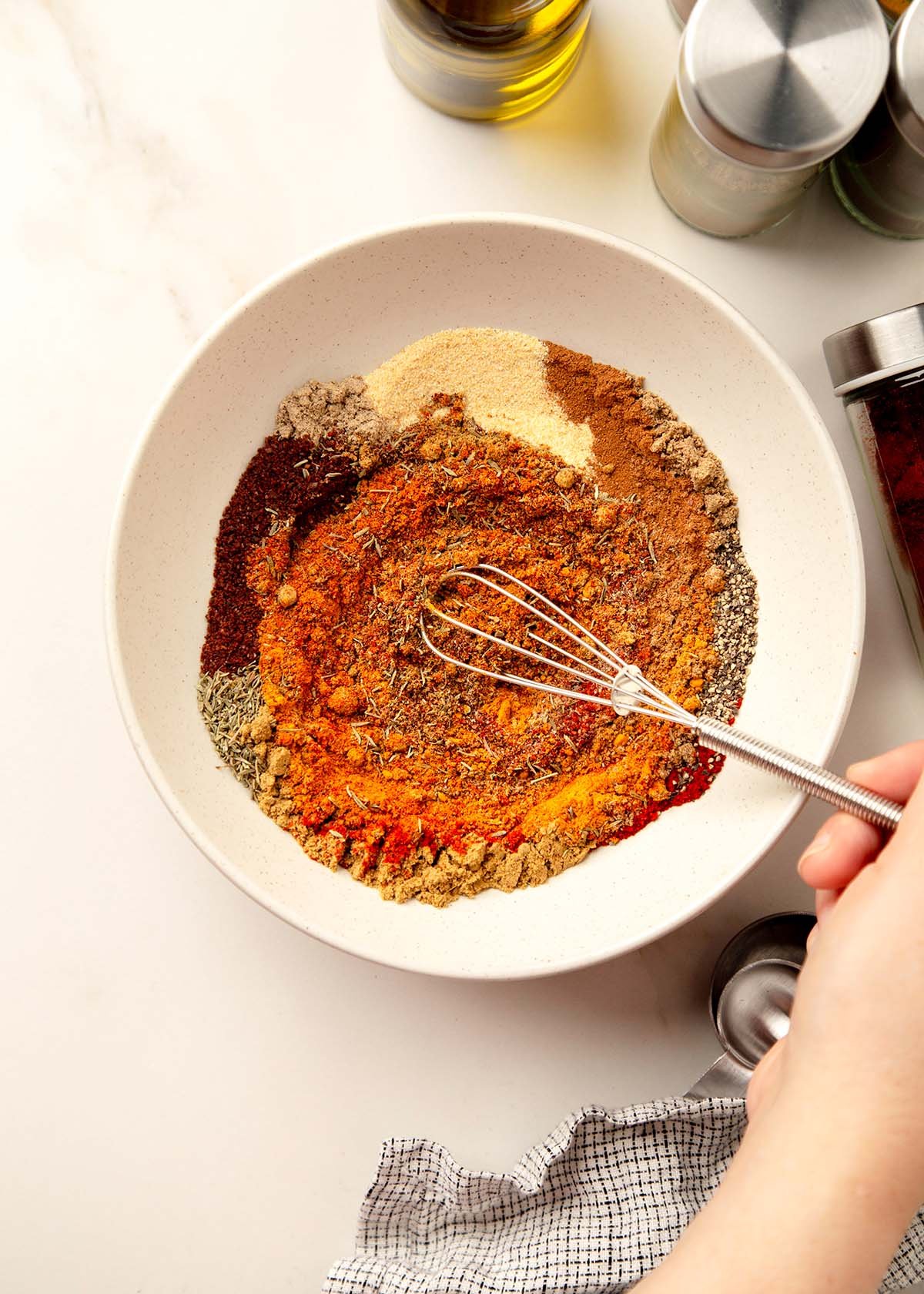 mixing shawarma spice mix
