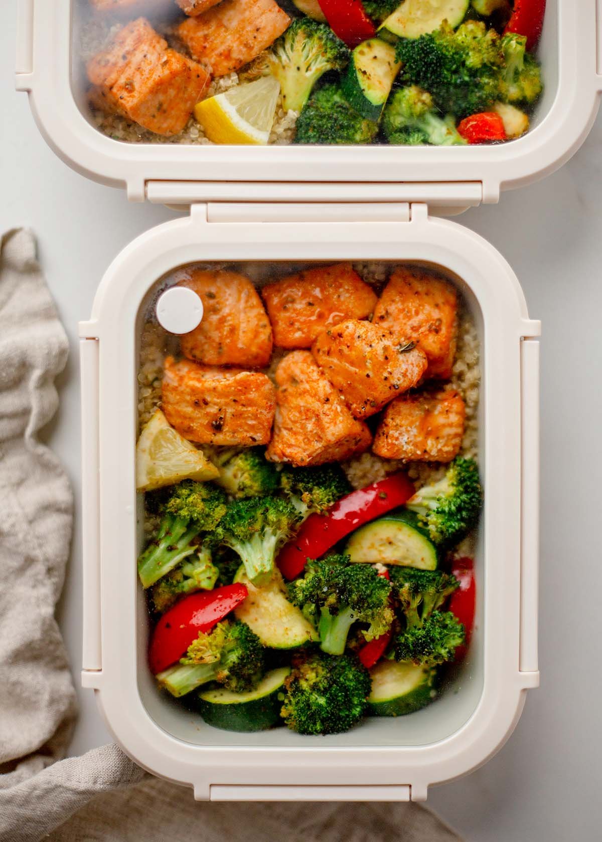 Salmon Bites with Roasted Vegetables with Quinoa