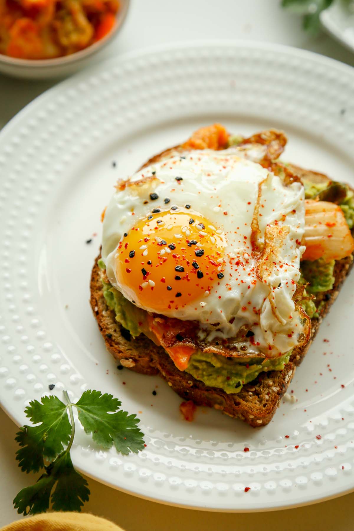 Avocado Toast with Kimchi and Fried Egg