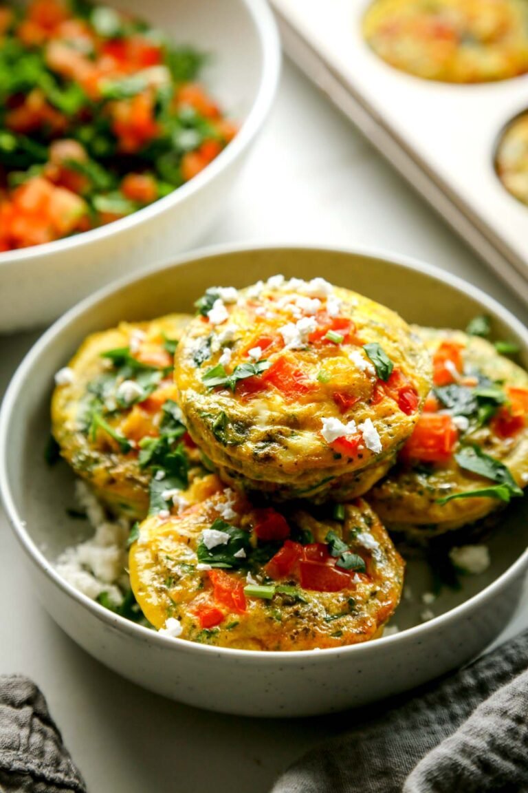 Greek Feta and Tomato Egg Muffins with Spinach