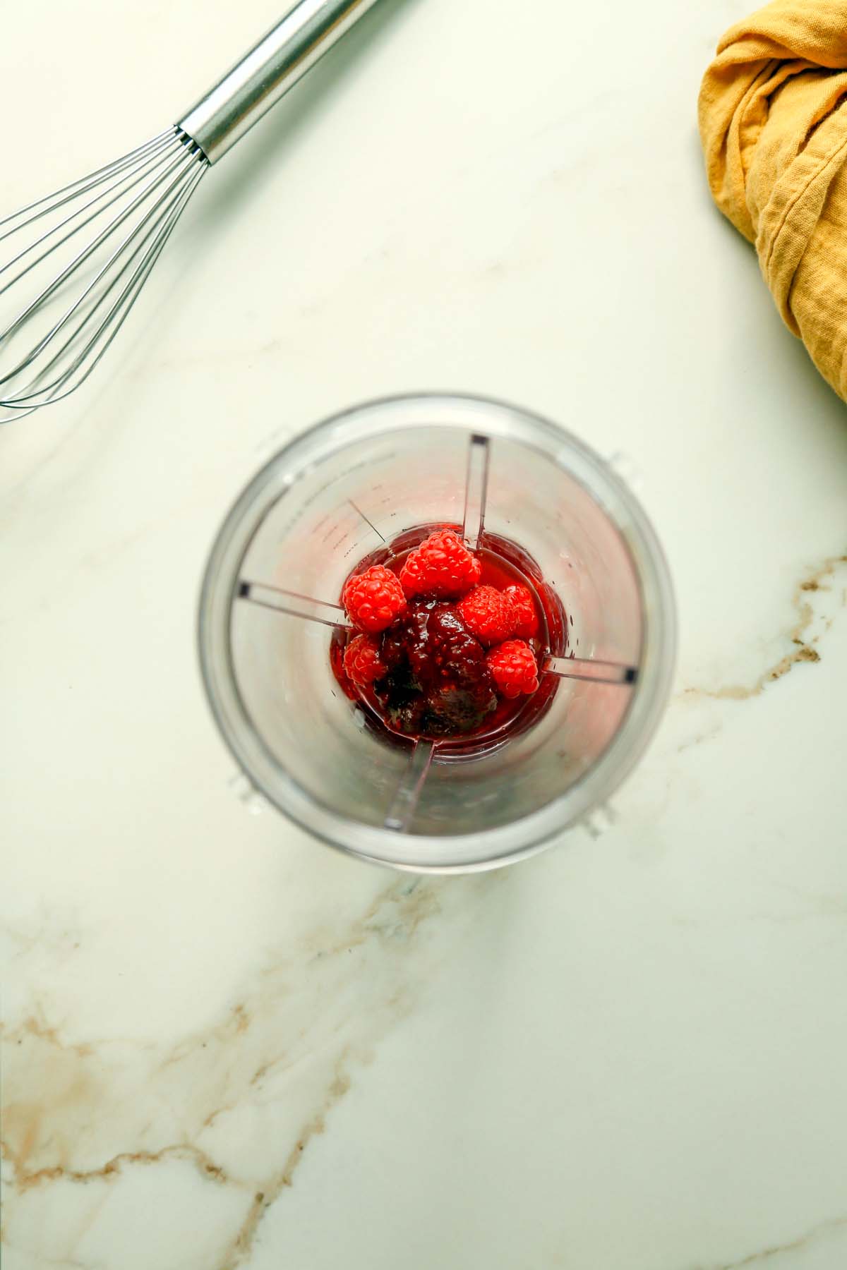 Raspberries, jam, and vinegar in a nutribullet