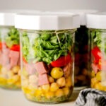 Close-up of Chopped Salad in a Mason Jar