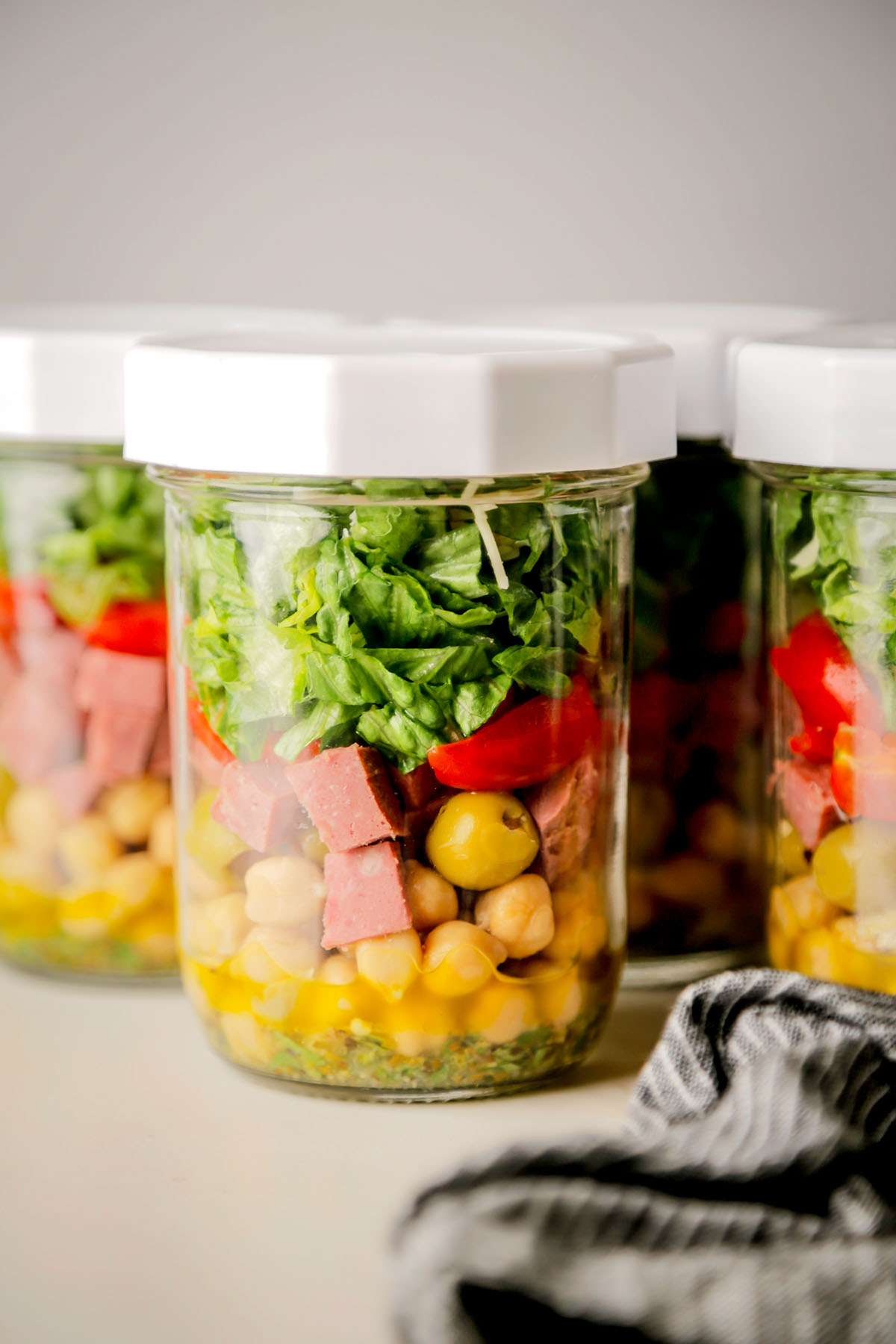 Close-up of Chopped Salad in a Mason Jar