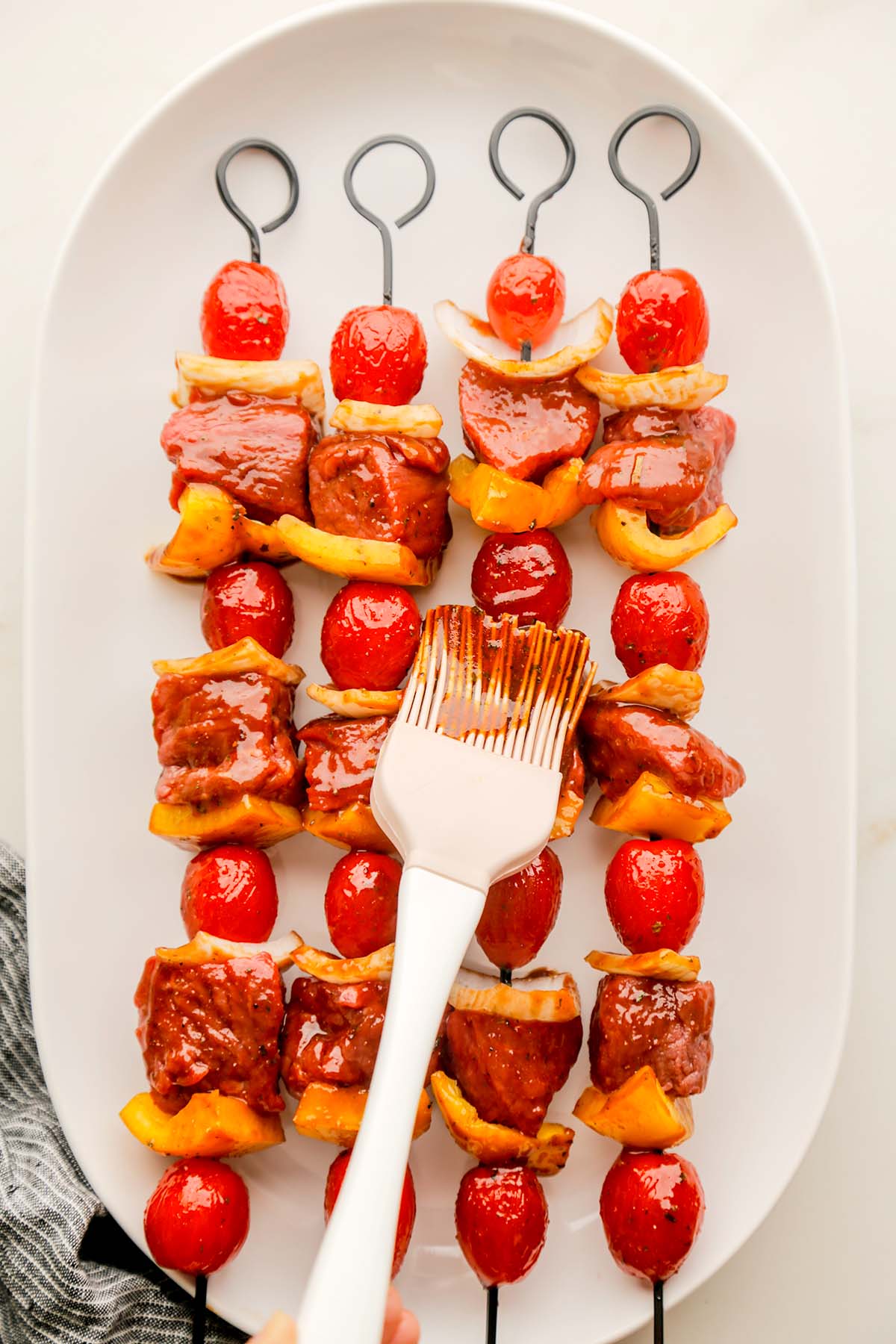 Raw Kabobs with Balsamic BBQ Sauce