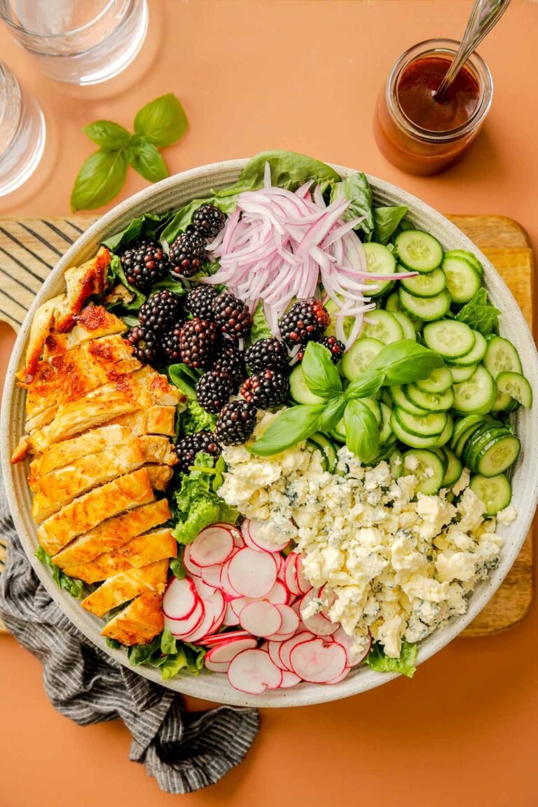 Best Blackberry Chicken Salad with Blue Cheese and Blueberry Balsamic Vinaigrette