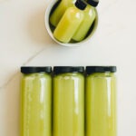 Celery Juice in Jars and Shot Glasses