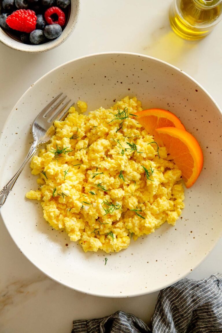 Soft Scrambled Protein Eggs with a Side of Fruit
