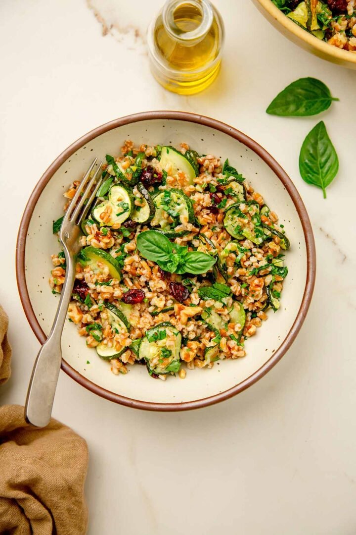 Bowl of Zucchini Farro Salad