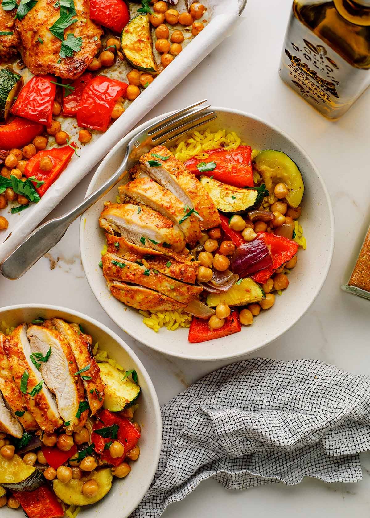 Easy Sheet Pan Chicken Shawarma Bowls