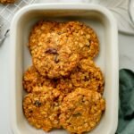 Morning glory breakfast cookies stored in a meal prep container.