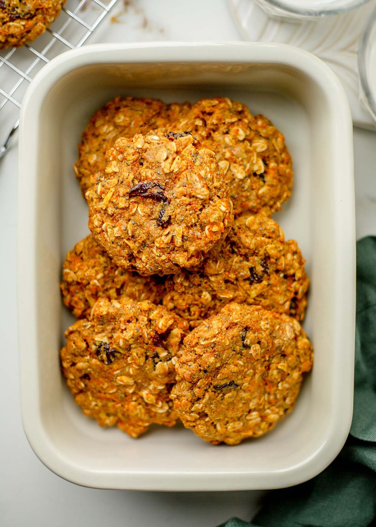Breakfast cookies with a glass of milk
