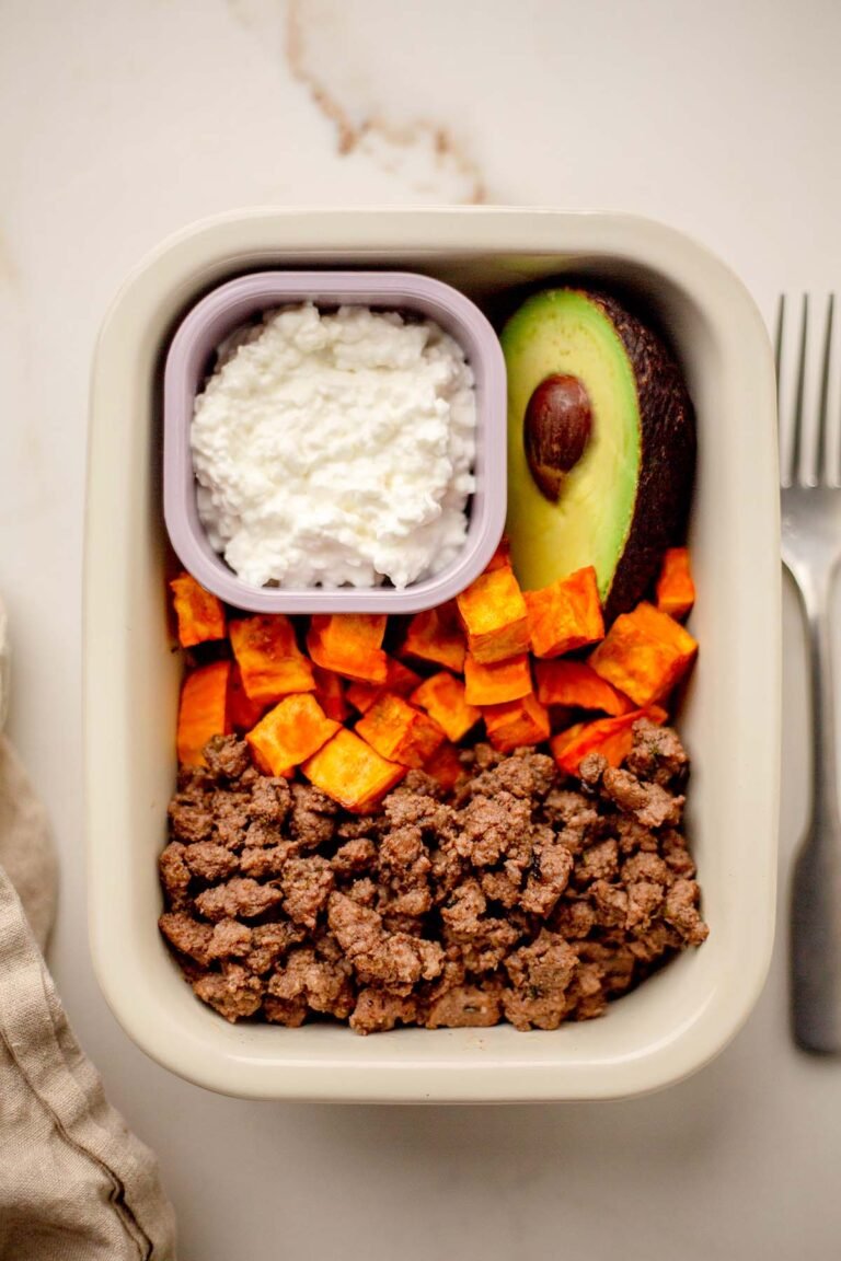 High Protein Cottage Cheese Bowls with Ground Beef and Sweet Potato