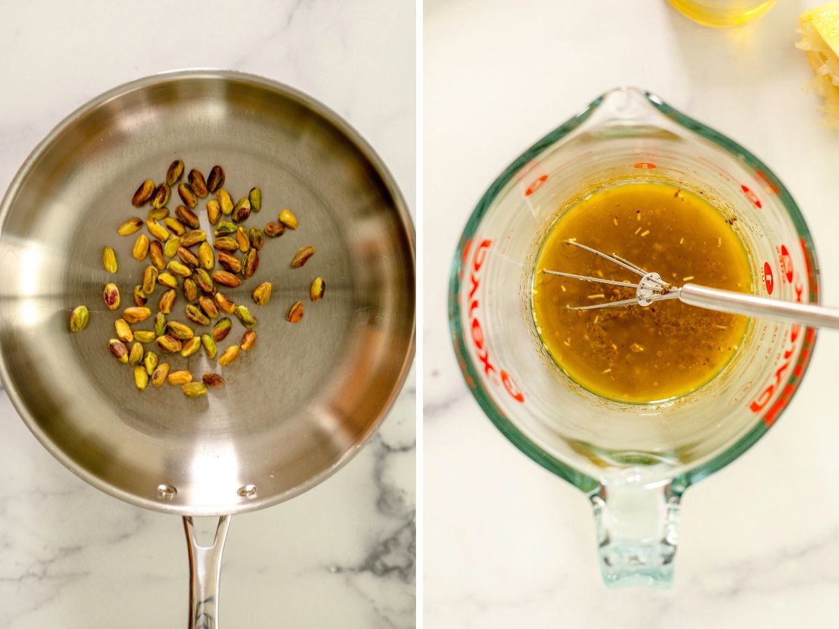 dry roasted pistachios and lemon herb vinaigrette