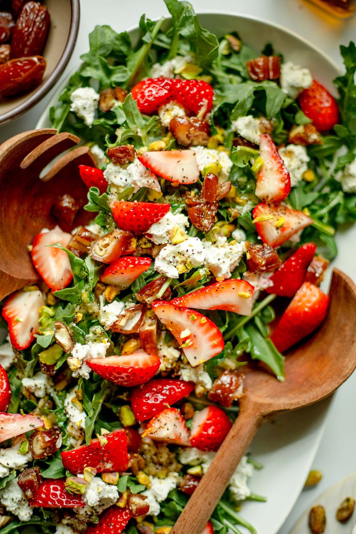 Up Close shot of Strawberry Arugula Salad