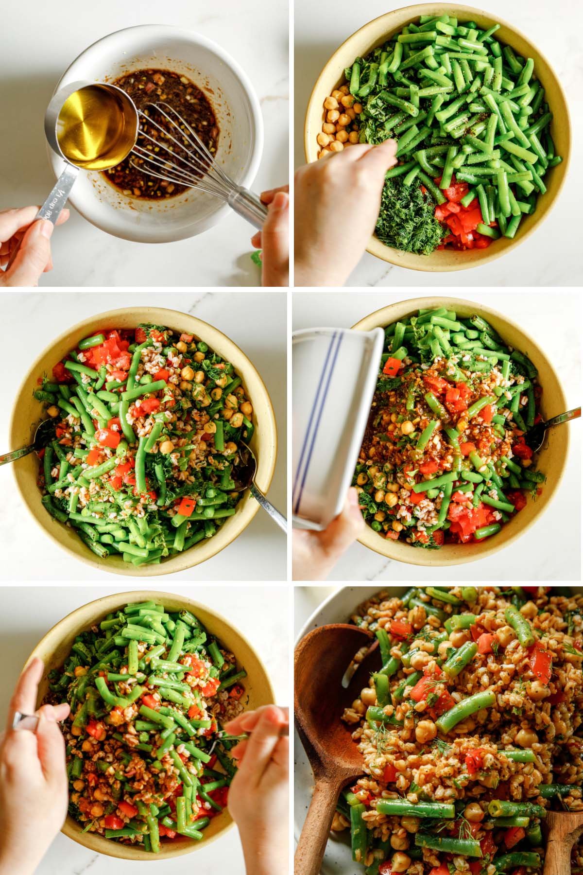 Farro green bean salad process