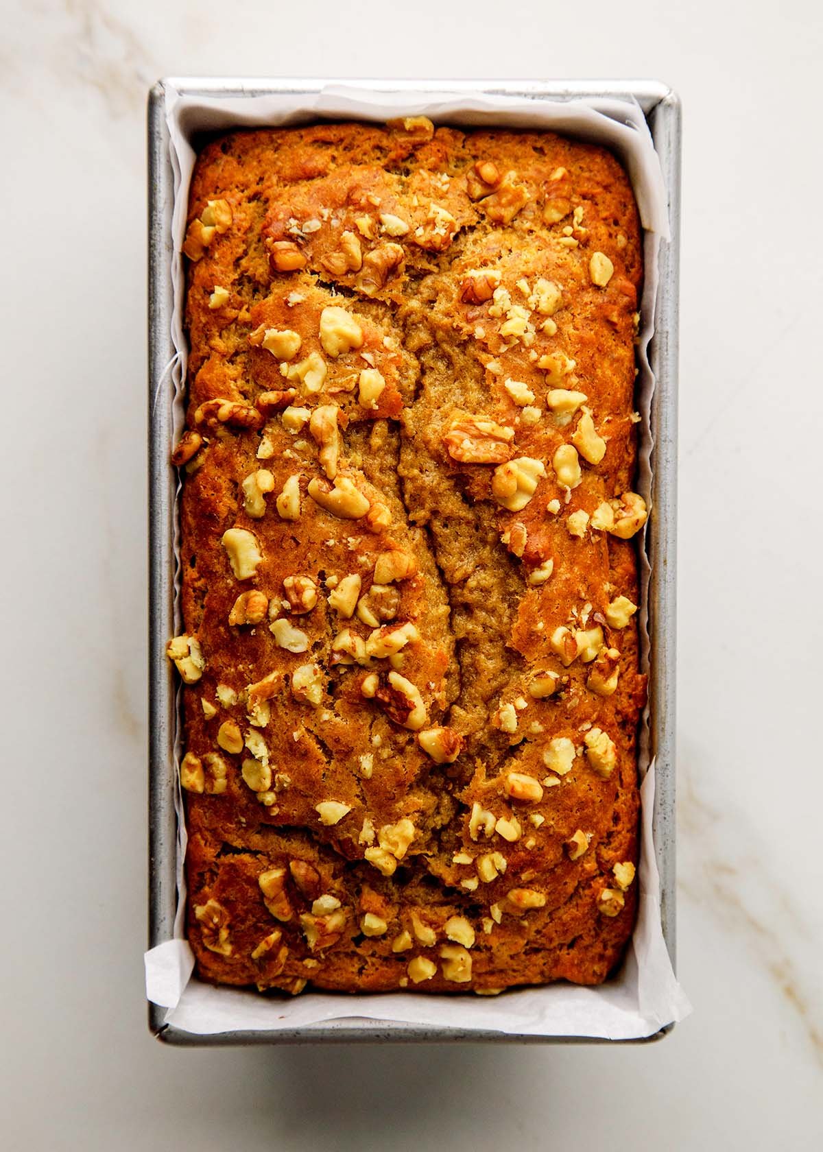 Freshly Baked Honey Banana Bread in Loaf Pan